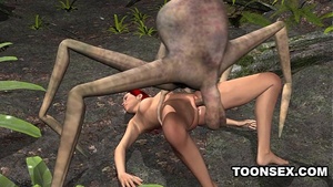3D Redhead fucking an alien spider