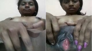 Cute Look Tamil Girl Record Fingering Selfie For Lover
