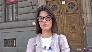 German scout 18-year-old young student Sarah AO gets anally fucked in a real cast after university