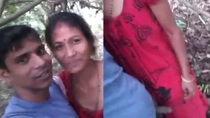 Desi Bhabhi giving handjob to Devar outdoors