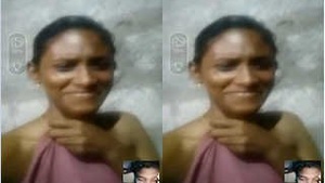 Mallu Girl her Boobs To Lover On VC