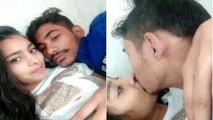 Desi Lover Kissing and boob Pressing