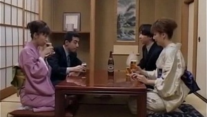 Japanese moms sticking their dick in their pussy next to another couple