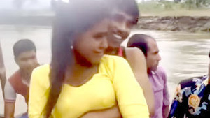 desi Village boy group dance with local randi on boat