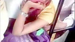 Desi Indian girl breasts pressed hard on public transport and she is enjo