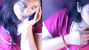 Cute desi girl on light train rubbing zero on boob no nudity