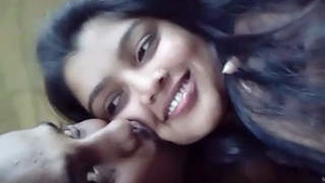 Desi girl giving kissing blowjob to lover