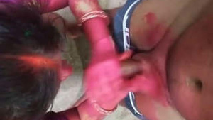 Boudi Blowjoba and Holi special fucking