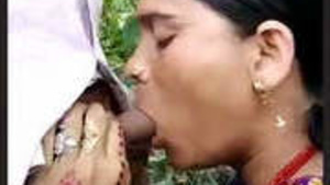 Desi Bhabhi Outdoors Sucking Cock