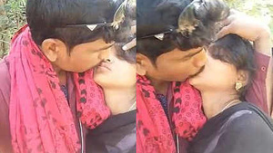 Indian Lover Kissing Outdoors