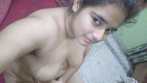 Sexy girl takes off her clothes and fingering bf