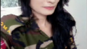 Desi military officer fingering for her bf in video call