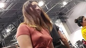 Breless teenager at Eginas gym wont hear perfect nipples