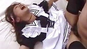 A young woman gives oral sex and has sexual intercourse with thirty different men at the same time.