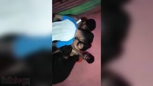 A blonde in the nude engaged in a group sex orgy with Indian men, enjoys indoor scenes.