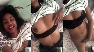 Young Bengali woman masturbates while on a video call.