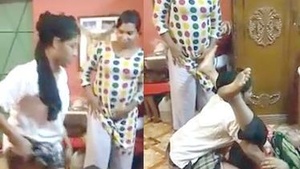 Beautiful acting scenes with nice moans during a group sex with desi hostel girls