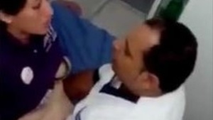 A professional having a physical contact with a patient