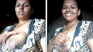 Aunt from the neighbor showing her big natural breasts.
