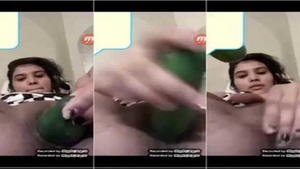 Village girl's sexual experience with vegetables in porn video