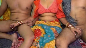 Wife cheating with her husband's friend in a blowjob Gangbang scene