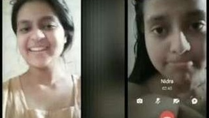College Indian girl shows her bathing on a video call.