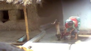 Aunty from Tamil Nadu has big boobs and they get a good shower with milk