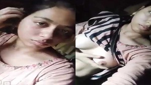 Beautiful farm girl exposes her beautiful big boobs and hairy pussy