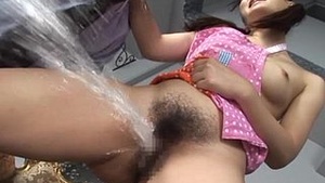 Nana Ushimi's fake orgasm with a hairy Japanese pussy fetish