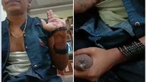 College girl gives sensual breast massage and performs a handjob