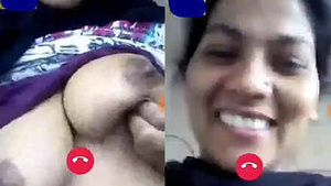 Boob exposing video call with an aunt