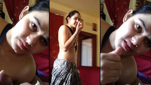 Beautiful Sikh woman gives a blowjob with a mouthful of semen and moans in ecstasy.