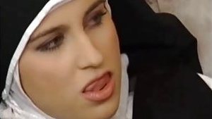 Uniformed MILF and a nun in a hot scene.