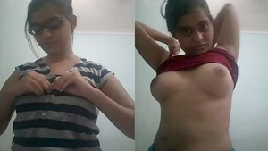 Young Indian blonde girl presents her body.