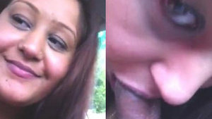 Pretty Indian aunt giving oral sex in a car