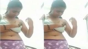 Marathi chick showing her big melons A