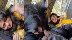 A woman of Pakistani origin gives her boyfriend a blow job in his car