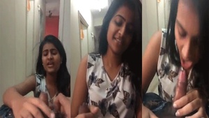 Indian college girl gives blow job to her lover in MMC sex video
