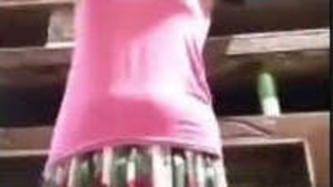 Pretty woman strips on a video call because she is in the mood.