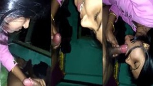Hot wife gives her husband a deep blow job at home
