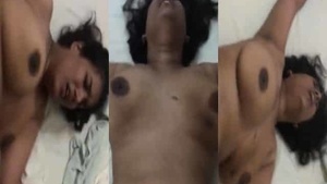 Marital sex with a roommate with an exotic look and huge breast is very passionate.