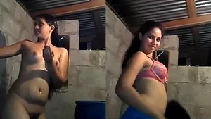 Small Indian girl enjoys bathing naked