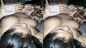 Married Indian man exposing his wife’s big breast