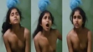 A hot adult college student is in the act of passionately having sex with her boyfriend.