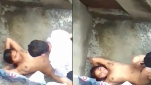 A naked Indian woman having sex on the rooftop