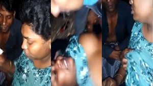 Outdoor nighttime fun with hot and spicy Indian action
