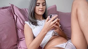 Beautiful girl Eva Elfie shares her special pussy measurement with the audience.