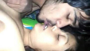 Two Indian lovers engage in hot and steamy kissing and sex.
