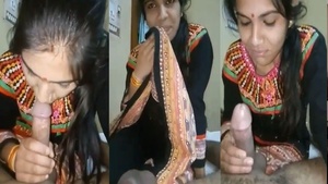 Hot MMS of an Indian housewife giving her husband a blowjob