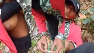 Outdoor sex with big boobed homemade babe in tribal setting